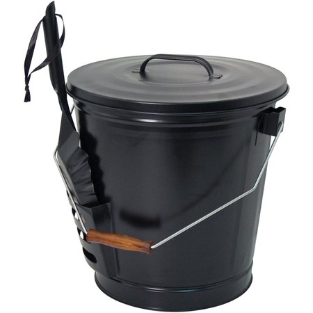 PANACEA Ash Bucket with Shovel, Versatile, Black 15343